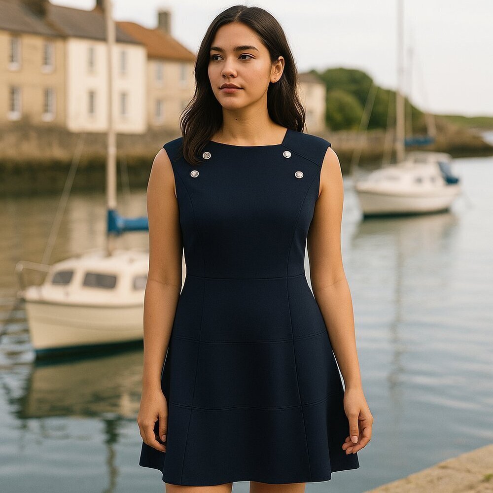 Tommy Hilfiger Button-Detail Fit & Flare Dress Size XL NWT